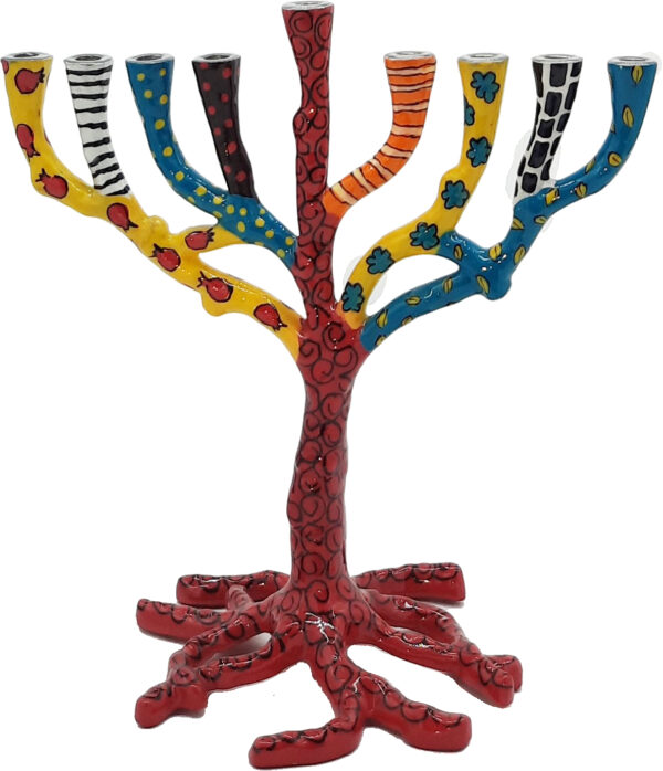 חנוכייה עץ כשרה קטנה אדום